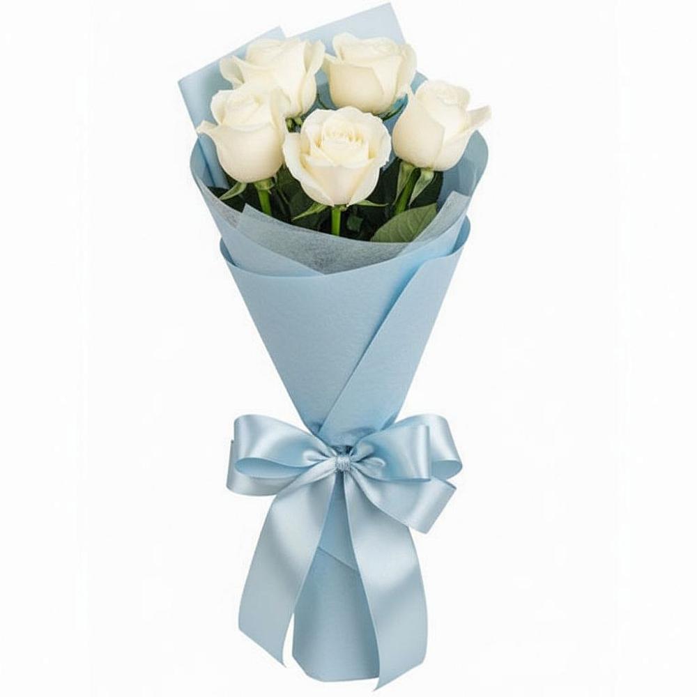 Букет 5 Белых роз Проуд в Кичменгском Городке
