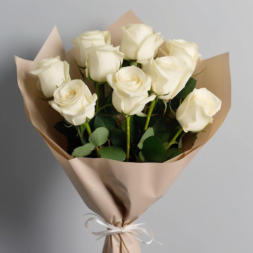 Букет 9 Белых роз Эдлесс Лав в Кичменгском Городке