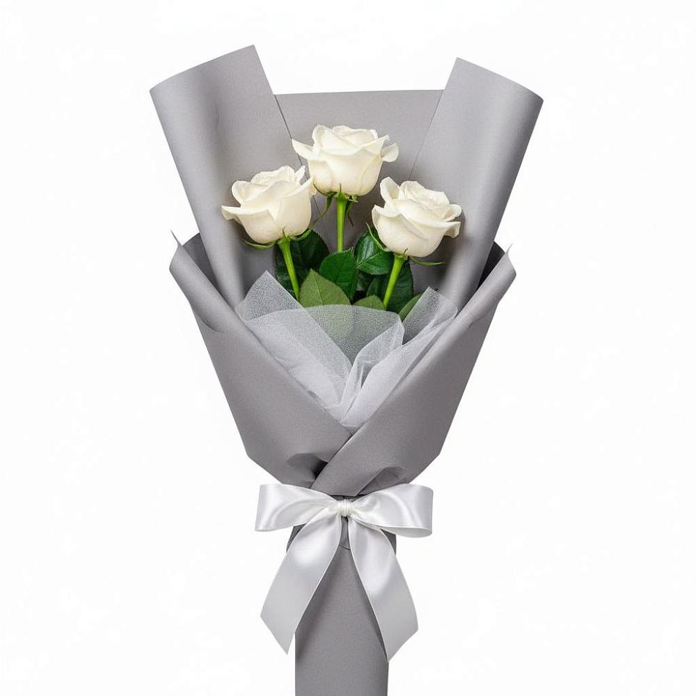 Букет 3 белые розы в Кичменгском Городке