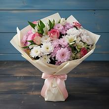 Букет цветов из:  Хризантемы, Альстромерии и Розы в Кичменгском Городке