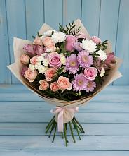 Букет цветов из:  Хризантемы, Розы и Альстромерии в Кичменгском Городке