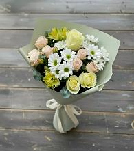 Букет цветов из:  Альстромерии, Розы и Хризантемы в Кичменгском Городке