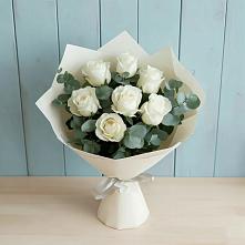 Букет Белые розы в Эвкалипте в Кичменгском Городке
