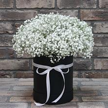 Цветочная композиция из Гипсофила в шляпной коробке в Кичменгском Городке